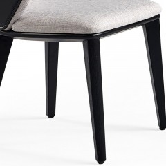千匠一品 现代简约风格优质麻布拼黑色西皮+白蜡木实木脚休闲椅JT-1841#-L