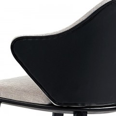 千匠一品 现代简约风格优质麻布拼黑色西皮+白蜡木实木脚休闲椅JT-1841#-L