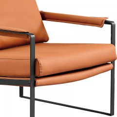 千匠一品 现代简约风格精选优质西皮+高密度海绵+黑色铁脚休闲椅T-214#-Y