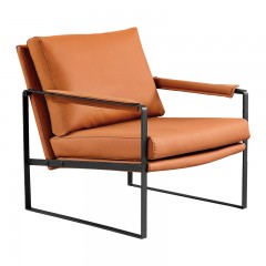 千匠一品 现代简约风格精选优质西皮+高密度海绵+黑色铁脚休闲椅T-214#-Y