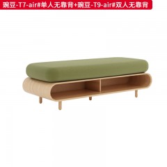 千匠一品 办公风格布绒+高密度海绵+实木框架+多层实木板贴木皮+白蜡木脚+环保油漆休闲舒适单人无靠背豌豆-T7-air双人无靠背豌豆-T9-air无靠背带写字板豌豆-T12-Pro-W