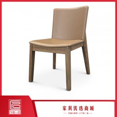 千匠一品意式极简风格优质胡桃木全实木仿真皮餐椅ZYP-A-X