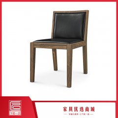 千匠一品意式极简风格优质胡桃木全实木仿真皮餐椅ZYH-A-X