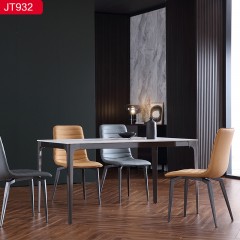 △【精品】千匠一品 轻奢现代极简风黑钛不锈钢+岩板1.4m餐台-JT932-J