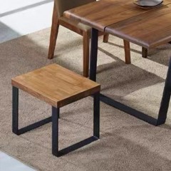 千匠一品意式极简风格优质胡桃木全实木碳素钢脚妆凳CD064-2-X