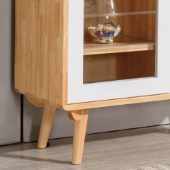 千匠一品 北欧现代简约风格精选橡胶木实木框架+优质钢化玻璃餐边柜BCG03-Y