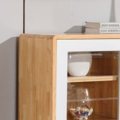 千匠一品 北欧现代简约风格精选橡胶木实木框架+优质钢化玻璃餐边柜BCG03-Y