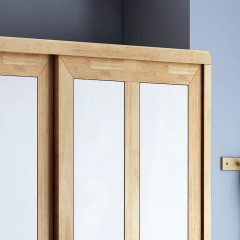 千匠一品 北欧现代简约风格精选优质橡胶木实木框架+实木夹板+实木脚推拉衣柜BY12-Y