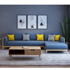 千匠一品 北欧现代简约风格精选橡胶木实木框架+优质科技布+高密度海绵沙发BK62-Y