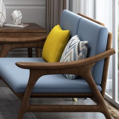 千匠一品 北欧现代简约风格精选橡胶木实木框架+优质棉麻布+高密度海绵沙发BK170-Y