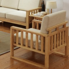 千匠一品 北欧现代简约风格精选橡胶木实木框架+高密度海绵+优质棉麻布料沙发BK01-Y