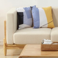 千匠一品 北欧现代简约风格精选橡胶木实木框架+高密度海绵+优质棉麻布料沙发BK8309-Y
