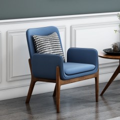千匠一品 北欧现代简约风格精选橡胶木实木框架+高密度海绵+优质科技布休闲椅BCY201-Y