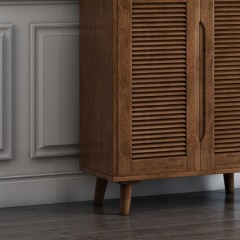 千匠一品 北欧现代简约风格精选橡胶木实木框架+橡胶木实木脚鞋柜BX20-Y