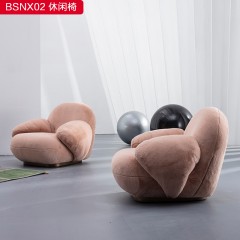 千匠一品 意式风格绒布+多层实木板+喷涂咖啡金色脚+高密度海绵休闲椅-BSNX02-S