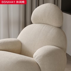 千匠一品 意式风格毛毛布+羽绒+公仔棉+高密度海绵+榉木休闲椅-BSNX441-S