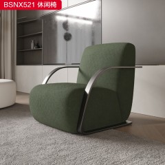 千匠一品 意式风格类羊羔毛+高密度海绵+不锈钢黑钛休闲椅-BSNX521-S