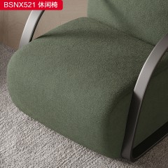 千匠一品 意式风格类羊羔毛+高密度海绵+不锈钢黑钛休闲椅-BSNX521-S