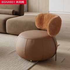 千匠一品 意式风格科技布+绒毛+高密度海绵+实木框架+五金脚休闲椅-BSNX651-S