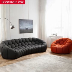 千匠一品 意式风格优质棉麻网布+实木框架+高回弹海绵+实木五金脚沙发-BSNS0202-S