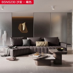 千匠一品 意式风格仿真皮+高弹海绵+羽绒+实木框架沙发-BSNS230#-S