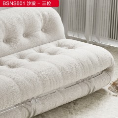 千匠一品 意式风格 网红款沙发大钢牙沙发 羊羔绒+实木内架+高弹海绵+不锈钢牙套沙发-BSNS601-S