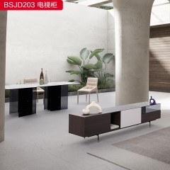 千匠一品 意式风格岩板台面+实木+磨砂碳素钢脚电视柜-BSJD203-S