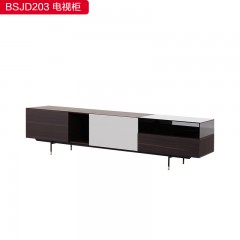 千匠一品 意式风格岩板台面+实木+磨砂碳素钢脚电视柜-BSJD203-S