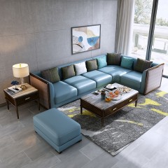 △【精品】千匠一品轻奢新中式进口乌金木+接触面进口纳帕皮+进口绒丝绵沙发组合Y05-M