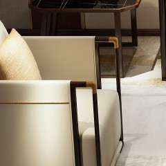 △【精品】千匠一品轻奢新中式进口乌金木+优质接触面纳帕皮+高密度海绵沙发组合Y008-M