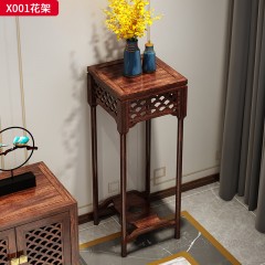 【精品】千匠一品 轻奢新中式风格 非洲喀麦隆进口乌金木+进口威士伯环保品牌油漆 简约大气花架X001-L