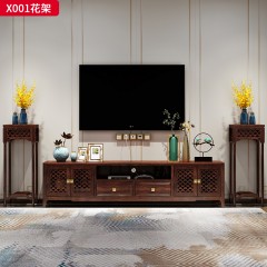 【精品】千匠一品 轻奢新中式风格 非洲喀麦隆进口乌金木+进口威士伯环保品牌油漆 简约大气花架X001-L