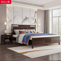 【精品】千匠一品 轻奢新中式风格 头层纳帕牛皮+黑檀乌金木+高密度海绵+不锈钢镀铜+进口威士伯环保品牌油漆 简约大气1.8米双人实木床X012-L