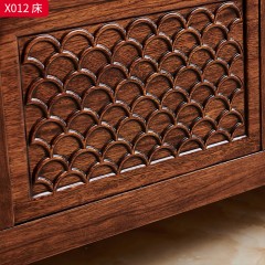 【精品】千匠一品 轻奢新中式风格 头层纳帕牛皮+黑檀乌金木+高密度海绵+不锈钢镀铜+进口威士伯环保品牌油漆 简约大气1.8米双人实木床X012-L