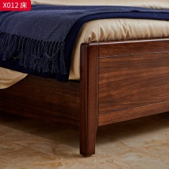 【精品】千匠一品 轻奢新中式风格 头层纳帕牛皮+黑檀乌金木+高密度海绵+不锈钢镀铜+进口威士伯环保品牌油漆 简约大气1.8米双人实木床X012-L