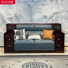 【精品】千匠一品 轻奢新中式风格 进口乌金木+头层真皮面料+高密度海绵+黄铜五金+水性环保油漆 简约大气单人位 二人位 三人位 四人位沙发 休闲椅X032-L