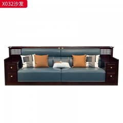 【精品】千匠一品 轻奢新中式风格 进口乌金木+头层真皮面料+高密度海绵+黄铜五金+水性环保油漆 简约大气单人位 二人位 三人位 四人位沙发 休闲椅X032-L