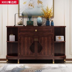 【精品】千匠一品 轻奢新中式风格 进口乌金木+头层真皮面料+高密度海绵+五金黄铜+环保水性漆 优雅大气 餐边柜X002-J