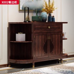 【精品】千匠一品 轻奢新中式风格 进口乌金木+头层真皮面料+高密度海绵+五金黄铜+环保水性漆 优雅大气 餐边柜X002-J