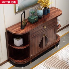【精品】千匠一品 轻奢新中式风格 进口乌金木+头层真皮面料+高密度海绵+五金黄铜+环保水性漆 优雅大气 餐边柜X002-J