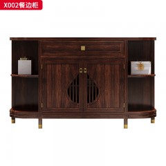 【精品】千匠一品 轻奢新中式风格 进口乌金木+头层真皮面料+高密度海绵+五金黄铜+环保水性漆 优雅大气 餐边柜X002-J