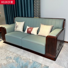 【精品】千匠一品 轻奢新中式风格 进口乌金木+头层真皮面料+高密度海绵+黄铜五金+环保水性油漆 优雅大气沙发X028-J