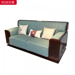 【精品】千匠一品 轻奢新中式风格 进口乌金木+头层真皮面料+高密度海绵+黄铜五金+环保水性油漆 优雅大气沙发X028-J