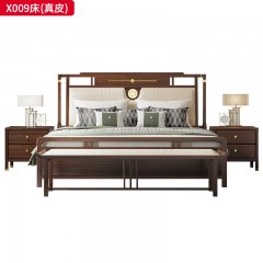 【精品】千匠一品 轻奢新中式风格 非洲喀麦隆进口乌金木+进口威士伯环保品牌油漆+进口纳帕真皮+高密度海绵+五金配件 优雅大气床X009-J