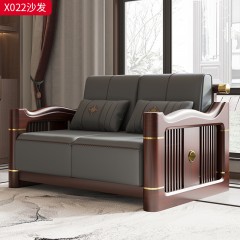 【精品】千匠一品 轻奢新中式风格 进口乌金木+进口摔纹牛皮+高密度海绵+铜制五金+环保水性油漆 优雅大气沙发X022-J