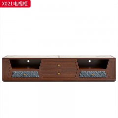【精品】千匠一品 轻奢新中式风格 喀麦隆进口乌金木+岩板+进口超纤皮+铜制五金+环保水性油漆 简约大气茶几 电视柜X021-L