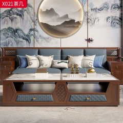 【精品】千匠一品 轻奢新中式风格 喀麦隆进口乌金木+岩板+进口超纤皮+铜制五金+环保水性油漆 简约大气茶几 电视柜X021-L