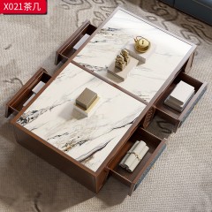 【精品】千匠一品 轻奢新中式风格 喀麦隆进口乌金木+岩板+进口超纤皮+铜制五金+环保水性油漆 简约大气茶几 电视柜X021-L