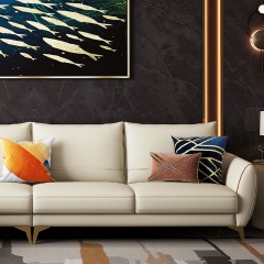 △千匠一品 轻奢现代意式极简风格沙发转角沙发皮质沙发仿真皮+松木1+3+贵转角沙发组合SF102