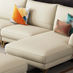 △千匠一品 轻奢现代意式极简风格沙发转角沙发皮质沙发仿真皮+松木1+3+贵转角沙发组合SF102